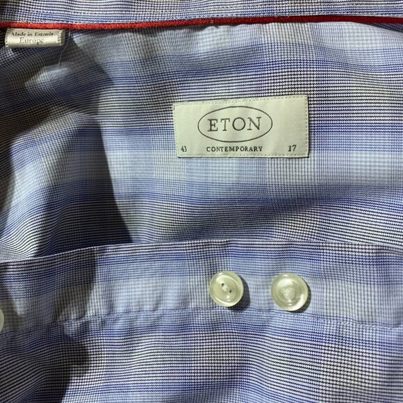 Eton Contemporary Check Button Down Dress Shirt - Picture 7 of 12